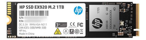 Ssd Hp Ex920 M.2 1tb Pcie 3.1 X4 Nvme 3d Tlc 3200 Mbps