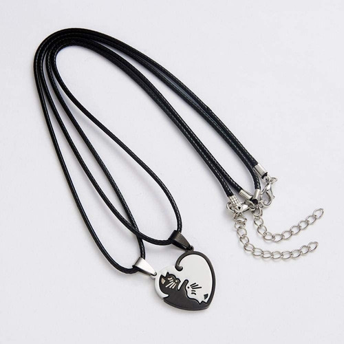 Collar Pareja Novios Gatos San Valentin Acero Inoxidable