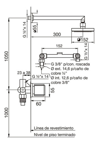 Grifería Fv California Para Ducha 0109/17 Cr Plateado Cromado