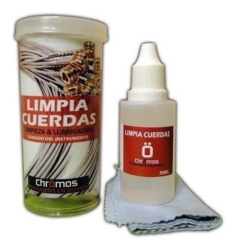 Limpia Cuerdas Para Guitarra Y Bajo Liquido Y Paño Aplicador