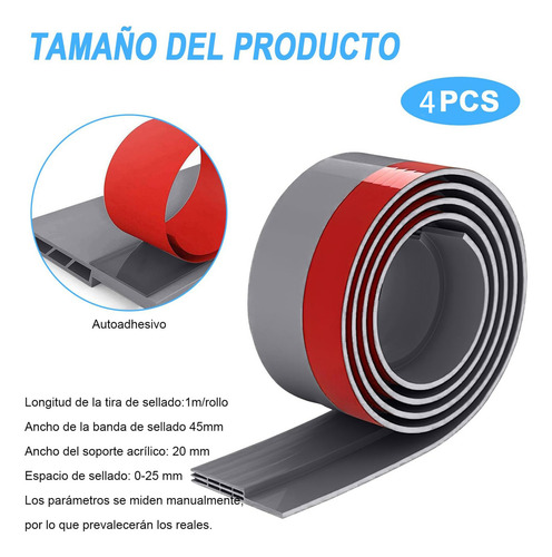 4pcs Sello Adhesivo Prueba De Polvo Para Puertas Y Ventanas Color Gris Gris