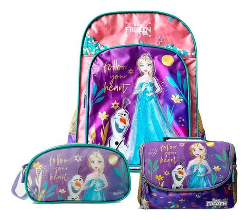 Pack Mochila Frozen Olaf A4 Lonchera Cartuchera Disney 