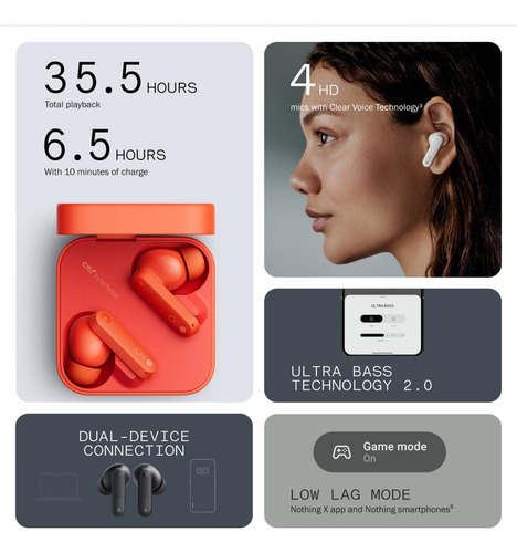 Fones De Ouvido Sem Fio Bluetooth Cmf Buds 42db Com Cancelam