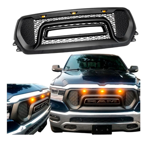 Parrilla Dodge Ram 1500 Negro Luz Led Ambar 2019 2020 2021