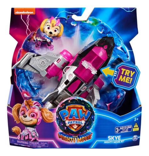 Paw Patrol Mighty Movie Jet Skye Luz Y Sonido Vehiculo