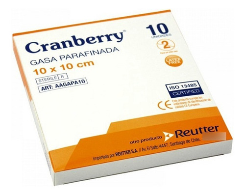 Gasa Parafinada Cranberry De 10cm X 10cm X 10u