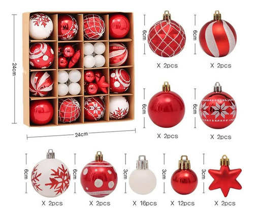 42 Piezas De Adornos De Bolas De Navidad, Decoración Para Ár