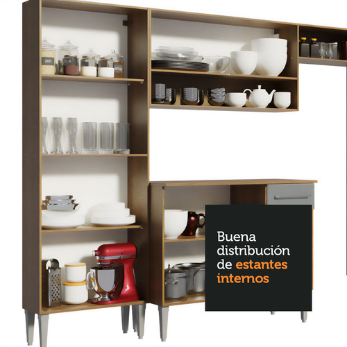 Mueble de Cocina Integral Madesa Emilly 229cm Marrón/Gris
