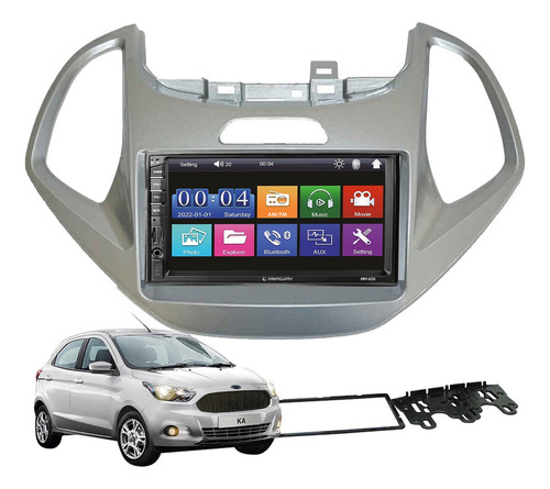 Pantalla Mirror Stereo 7 Pulgadas Para Ford Ka Gris Plata