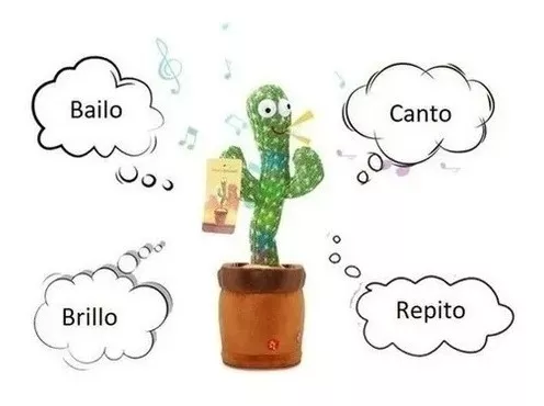 Cactus Bailarín Canta Repite Lo Que Hablas Recargable Usb