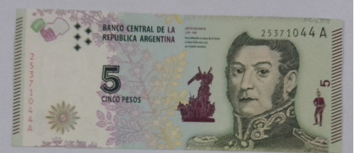Billete $5 Argentina Serie Patria
