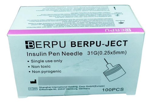 Aguja Para Insulina 0.25mm (31g) 5mm (3/16 )
