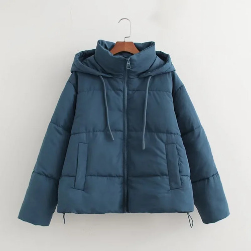 Chaqueta Corta Acolchada De Algodón Con Capucha Para Mujer