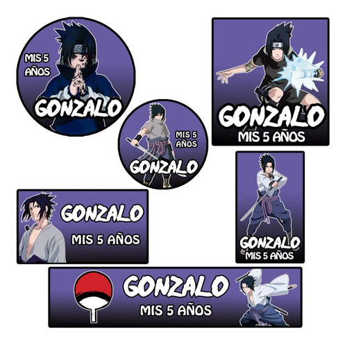 Kit 180 Stickers Naruto Sasuke Anime  Candy Bar Etiqueta