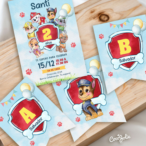 Kit Imprimible Paw Patrol Personalizable Digital Cumpleaños