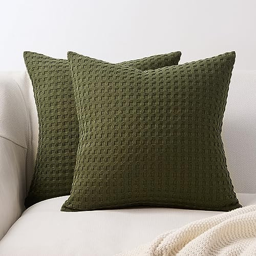 Fundas De Almohada Acento Verde Oliva Topfinel 18 X 18,...