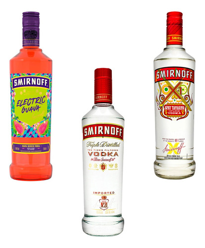 Vodka Smirnoff 21 + Electric Guava + Tamarindo 750 Ml 3 Pack