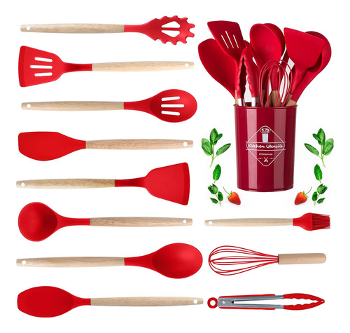 Kit Utensilios Cocina Menage Juego Set X12 Madera Y Silicona