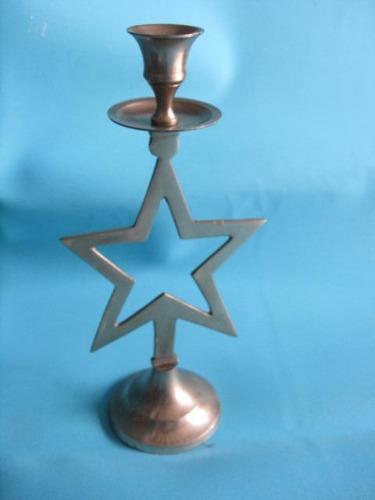 Mundo Vintage: Viejo Porta Vela Bronce Estrella 5 Puntas Bhx