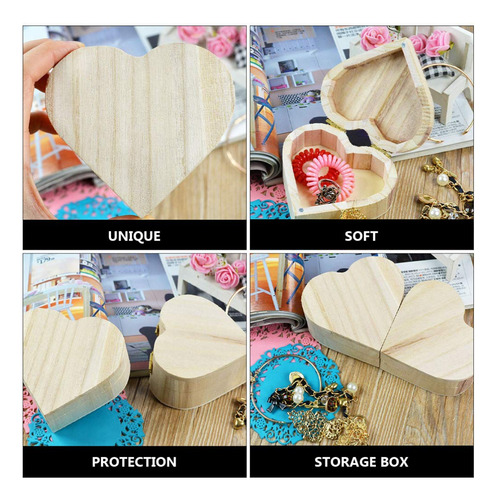 Caja Joyero De Madera En Forma De Corazón, 2 Pzas, 10 X 8 X