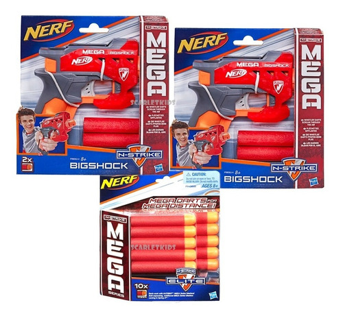 Nerf Mega 2 Unidades Bigshock + Pack 10 Dardos Combo Hasbro