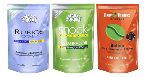 Tratamiento Shock Acido + Rubio Total + Mango Y Cafe 200g X3