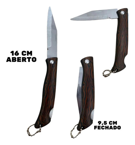 Canivete Amadeirado Portátil 16cm De Bolso Tipo Chaveiro
