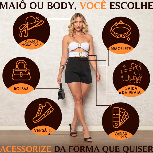 Body Slim Tomara Que Caia Com Bojo Verão Tendência Branco P (36/38)