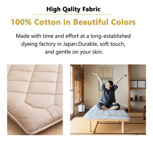 Colchón Futón Japonés Individual Xl 100 Algodón Plegable