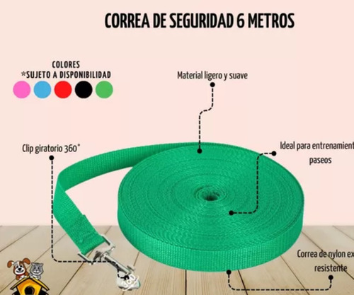 Correa Para Perro Nylon Entrenamiento Y Seguridad 10 Metros