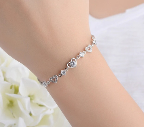 Pulsera Plata 925 Brazalete Mujer Manilla Elegante Circonita