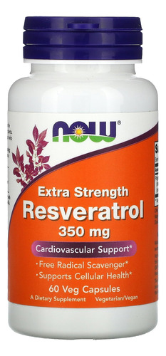 Resveratrol Extra Strength 350 Mg 60 Cápsulas Now Foods
