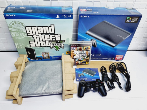 263- Console Ps3 Playstation 3 Super Slim Gta V Preto (Usado)