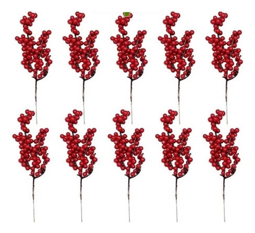 30x Elípticas Acebo Artificial Frutos Rojos Navidad