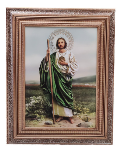 San Judas Tadeo Cuadro Madera 62x82cm Litografía Italiana