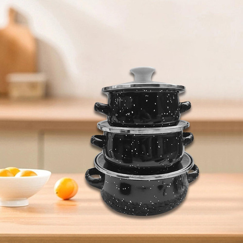 Juego De 3 Mini Ollas Esmaltadas, Juego De Utensilios De