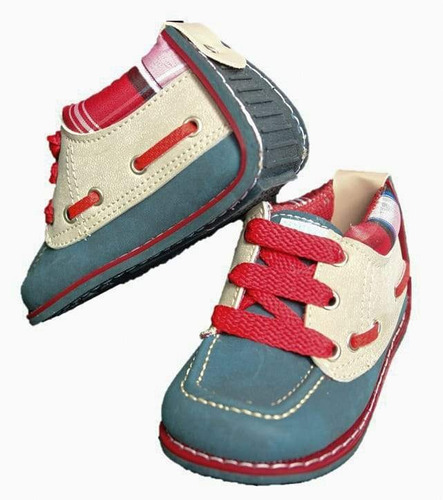 Zapato Bebe No Tuerce Apache Azul Rojo