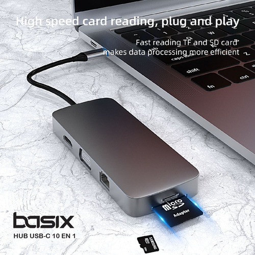 Imagen 6 de 6 de Adaptador Hub Usb C 10 En 1 - Mac/windows/android - Rj45