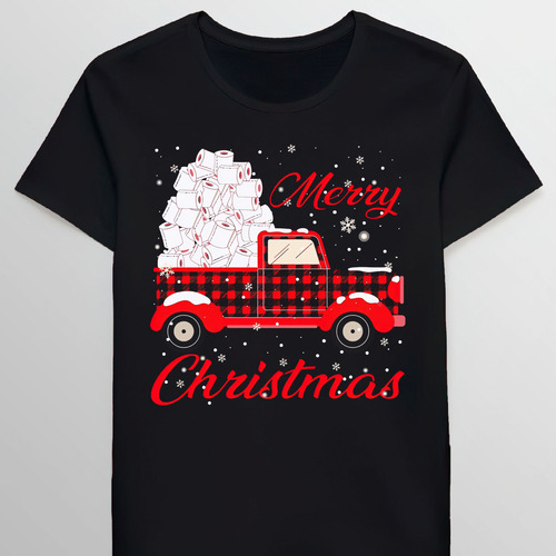 Remera Buffalo Red Plaid Truck Merry Christmas Toiler Xm1035