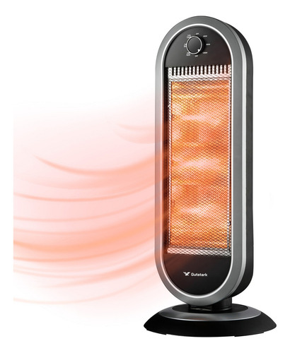Calefactor Halogeno Oscilacion 90° 6 Ajustes Electrico 1200w Color Negro Y Gris