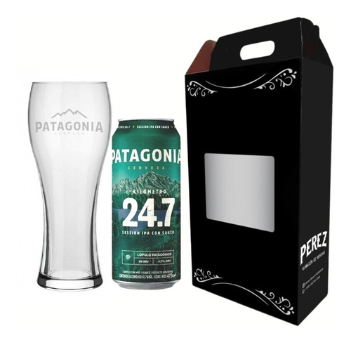 Kit Cerveza Patagonia 24.7 410ml + Vaso - Pérez Tienda -
