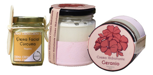 Combo Crema Corporal Rosas O Geranio+crema Facial De Cúrcuma