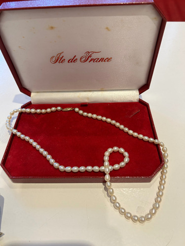 Collar Perlas Naturales Barrocas Broche De Oro 14kts 62 Cm Blanco (Usado)