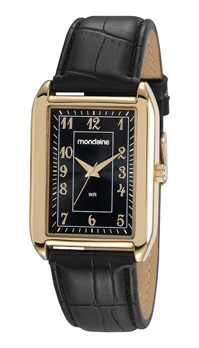 Relogio Mondaine Quadrado Dourado  Couro Original