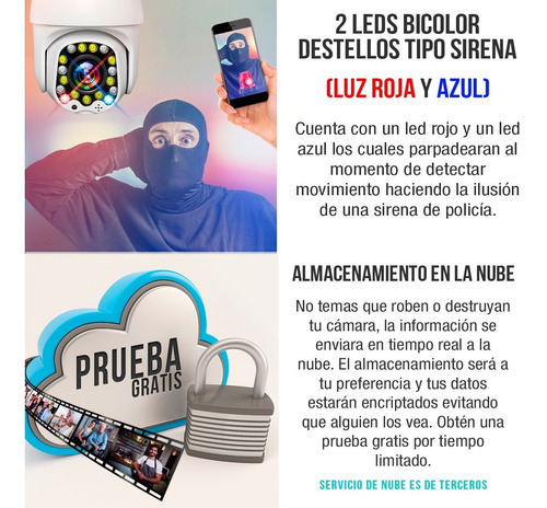 Imagen 3 de 10 de Camara Wifi Exterior Fhd Domo Zoom Nube Video Seguridad App