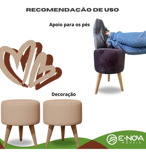 Banqueta Puff Apoio Para Os Pés Pufe Estofado Redondo Cor Areia