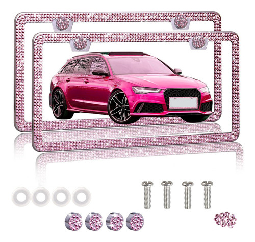 Zzz Cromo Diamantes/cristales Bling Metal Marco De Placa 2