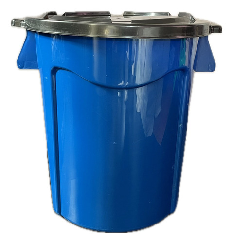 Tanque Caneca Plástica Con Tapa 120 Litros Recolección Agua Color Azul