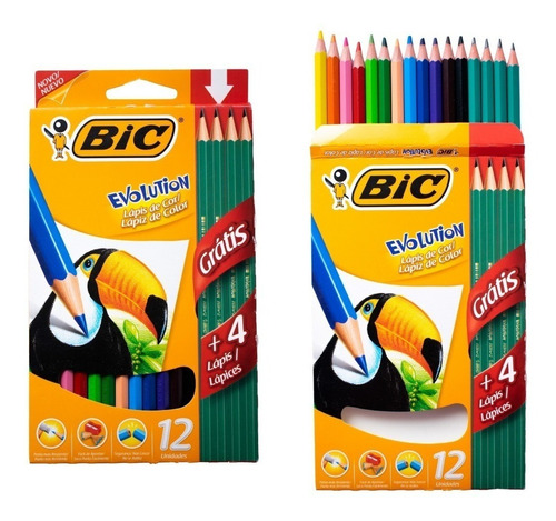 Lápices De Dibujo Bic Evolution X 12 Colores 4 Grafitos