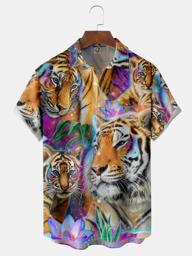 Hermosa Camisa Hawaiana Unisex De Los Tigers, Camisa De Play